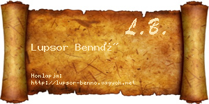 Lupsor Bennó névjegykártya